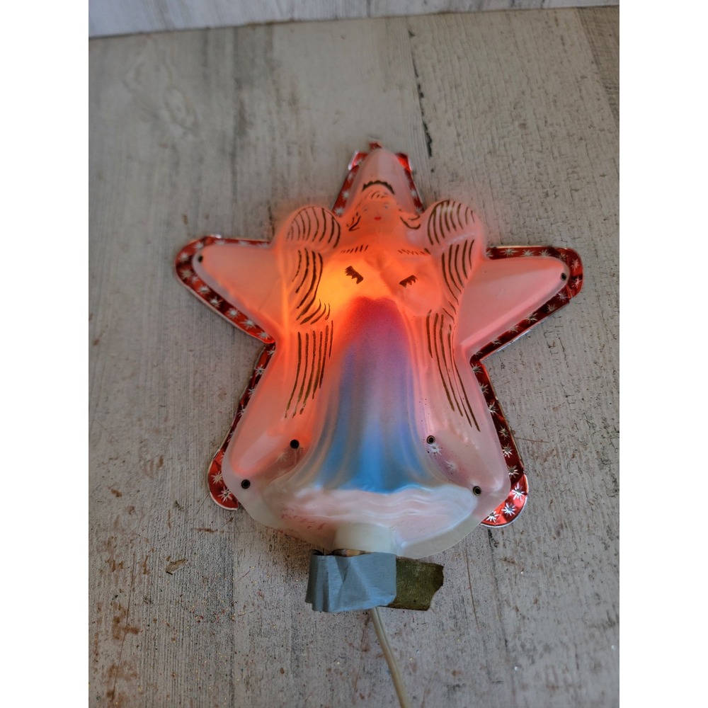 Celluloid angel tree topper foil star Xmas vintage Unique Home decor